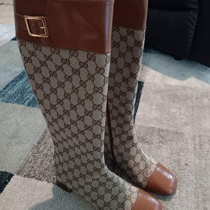 $900 NWT Authentic Gucci Monogram Riding Boots - Size 8.5 USA